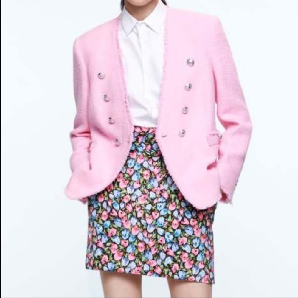 Last one! ZARA 💕 PINK TWEED JACKET M - Picture 7 of 12